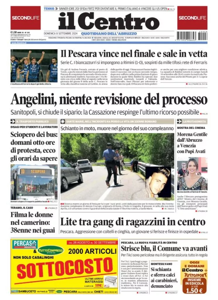 Prima-pagina-il centro-oggi-edizione-del-2024-09-08